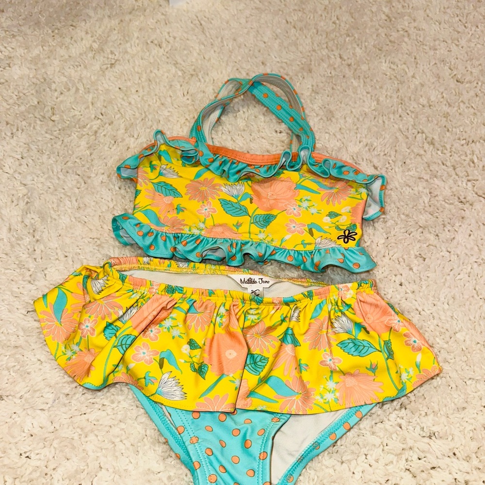 Matilda Jane Kids Swim Bikini - Yellow and Blue Floral